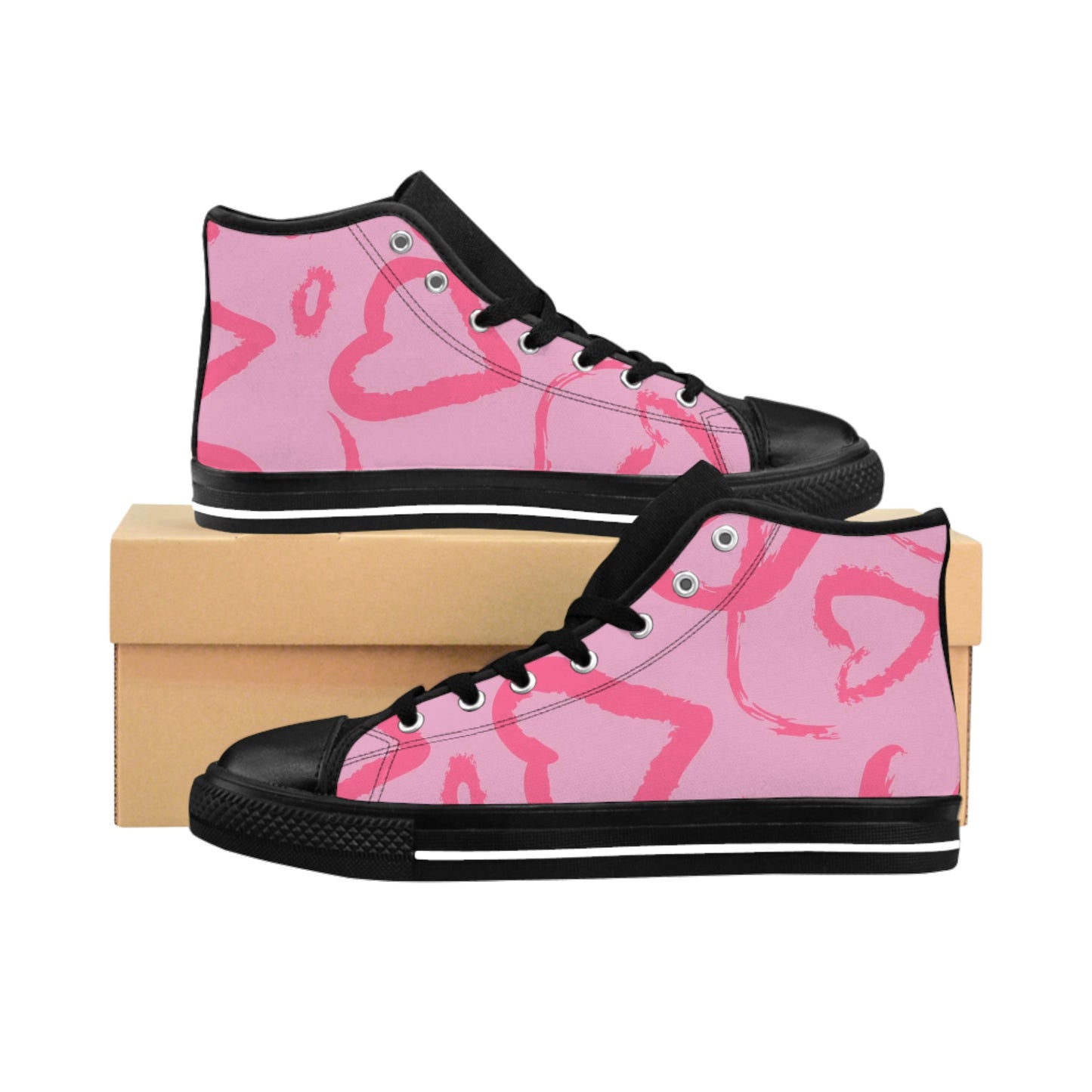 GE-KO’s Women's pink hearts Classic Sneakers