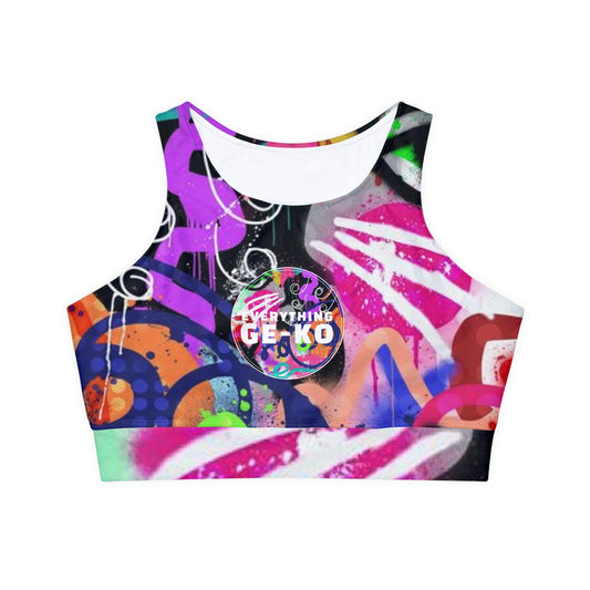 GE-KO’s graffiti Fully Lined, Padded Sports Bra