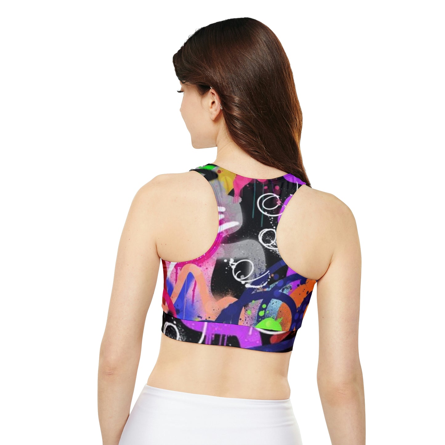 GE-KO’s graffiti Fully Lined, Padded Sports Bra